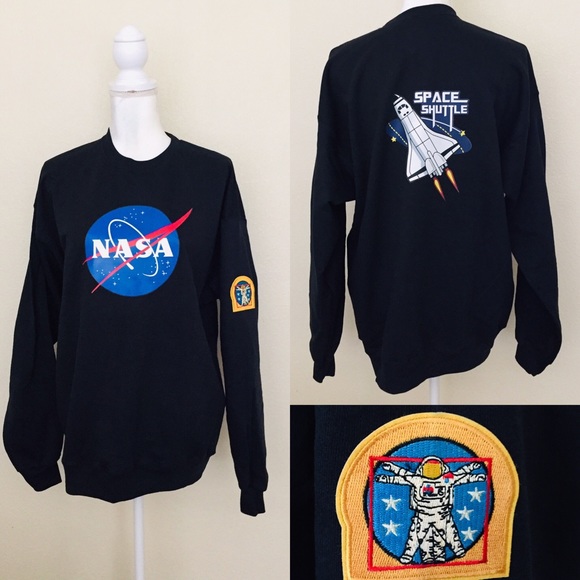 Hanes Other - NASA Space Shuttle Launch Patched Sweatshirt rocket Earth Exploration black star
